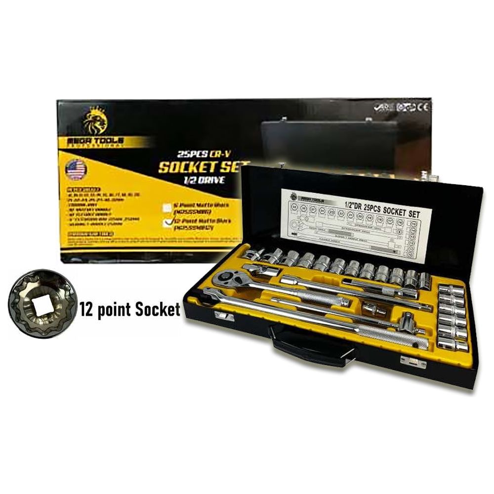 Megatools M25SSMF12 Socket Wrench Set 25pcs 1/2 Megatools M25SSMF12 Socket Wrench Set 25pcs 1/2